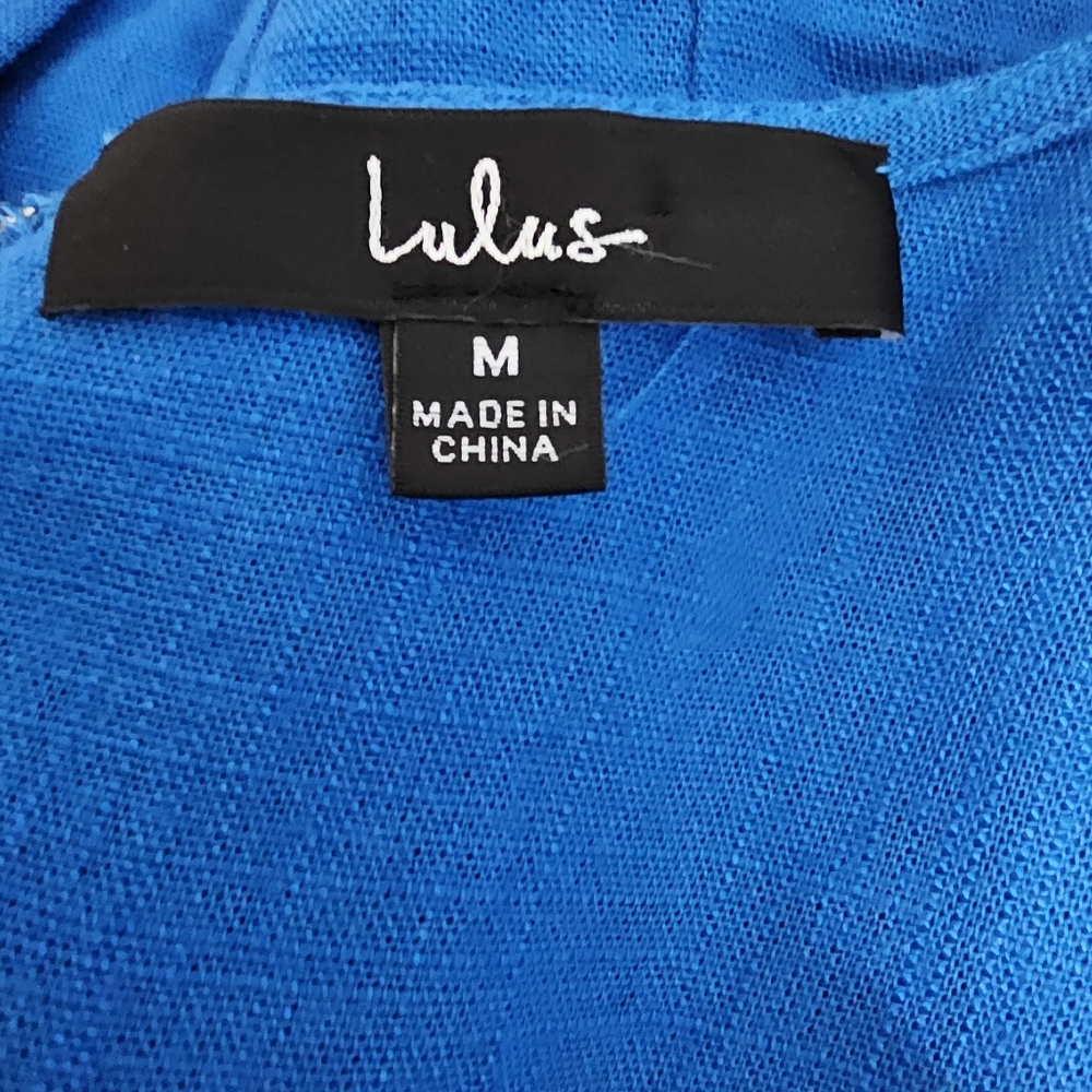 Lulus Simply Adorable Blue Pleated Flutter Sleeve Mini Dress Sz M - Picture 4 of 5